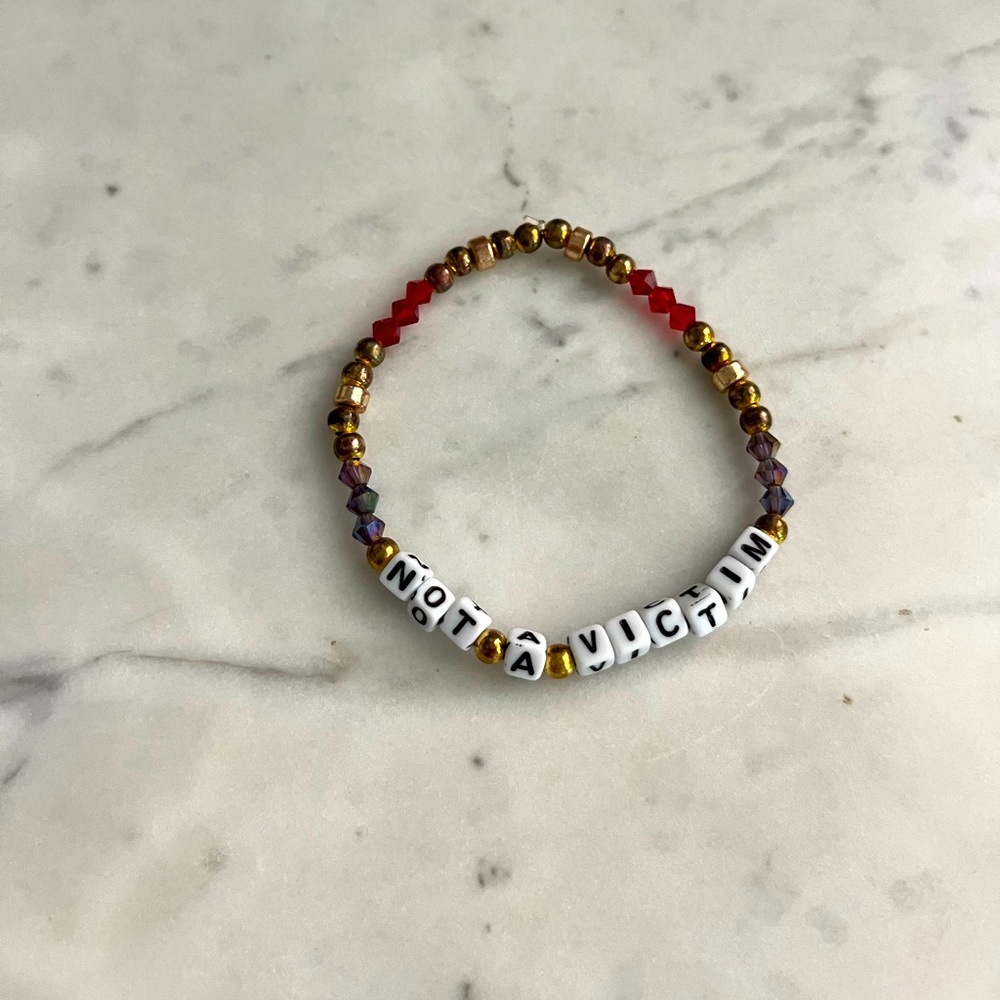 Beautiful Handmade Word Bracelet NOT A VICTIM *wear solo or stack with more!!*